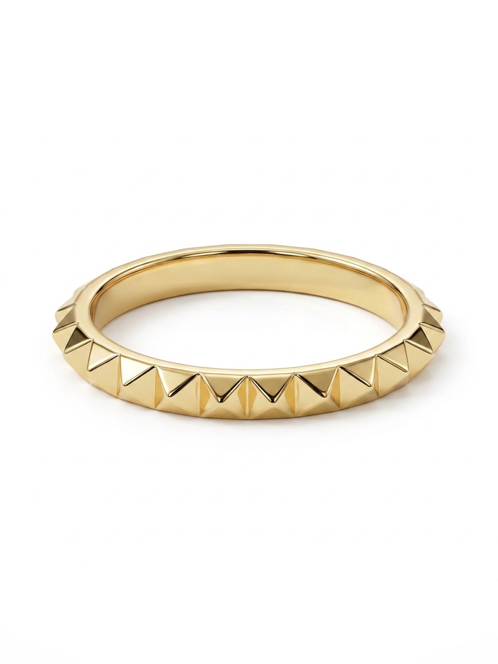 Real 14k Yellow Gold Pyramid Ring Stacker Fine Jewelry Celebrity Stylist Curated